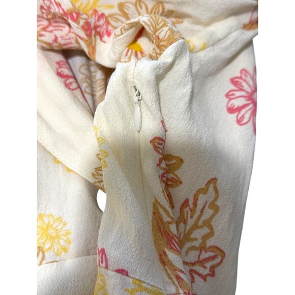 Free People Hawaii Mini Dress Cream Floral Print Short Sleeve Collared Size XS - Picture 8 of 9